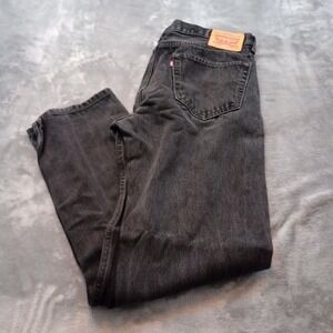 Levis 505 Jeans Mens 36 X 34 Black Straight Leg Denim Pants Classic Preppy